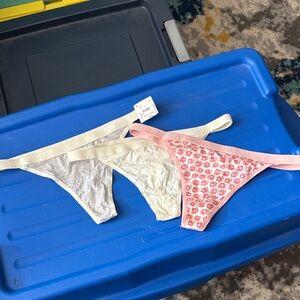 Billabong Women's Thong Trio - Pink Floral, Cream, Light Gray